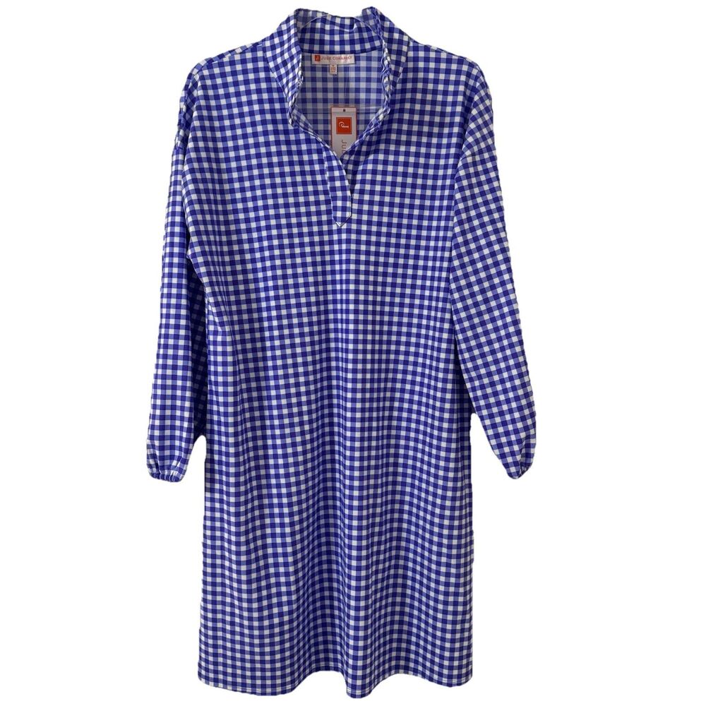 Jude Connally Shift Dress M Blue White Gingham Iris Florence Jude Cloth NWT